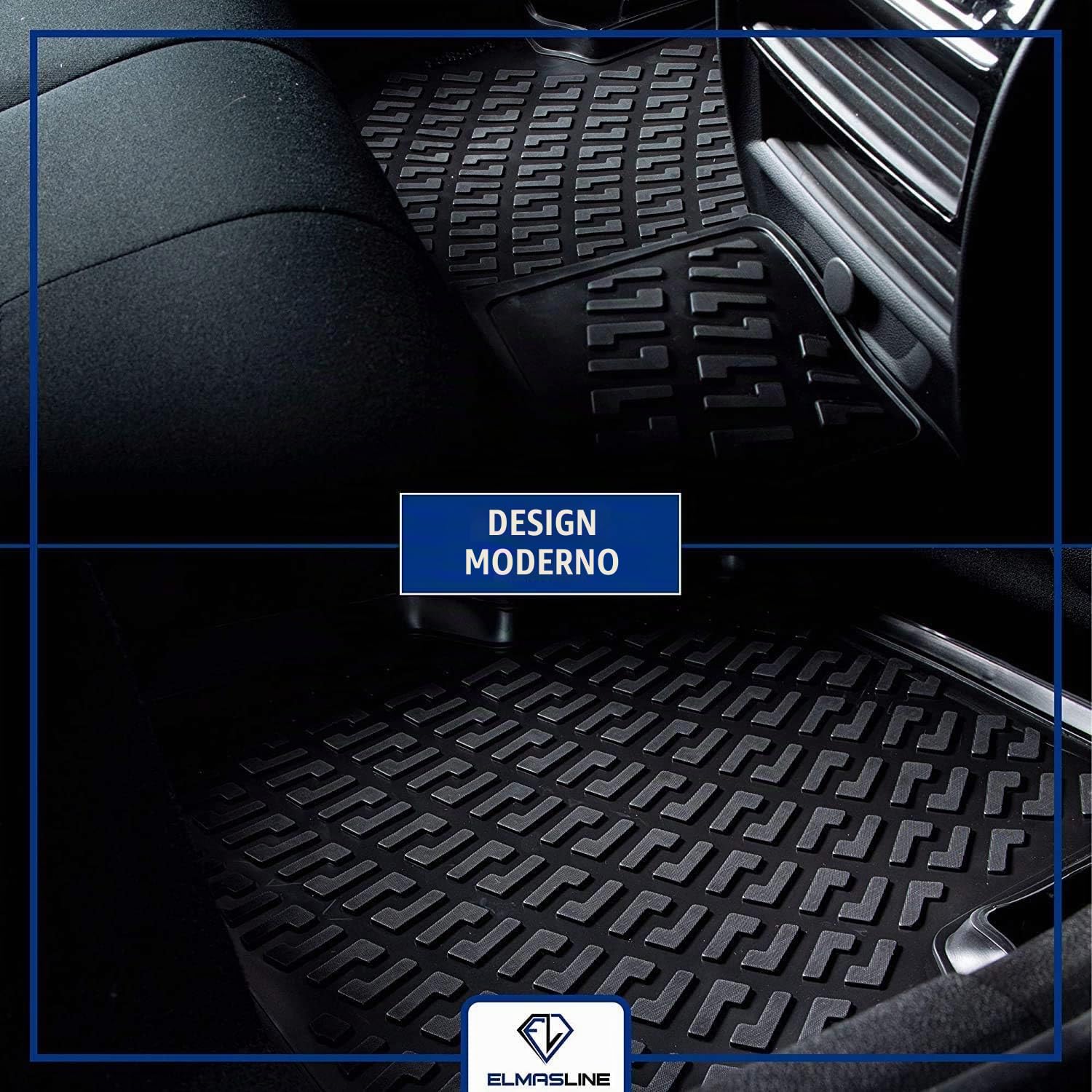 ELMASLINE 3D Tappetini Gomma per Peugeot 208 I, anni di produzione 2012-2019 | Bordo Extra Alto | Tappetini Auto