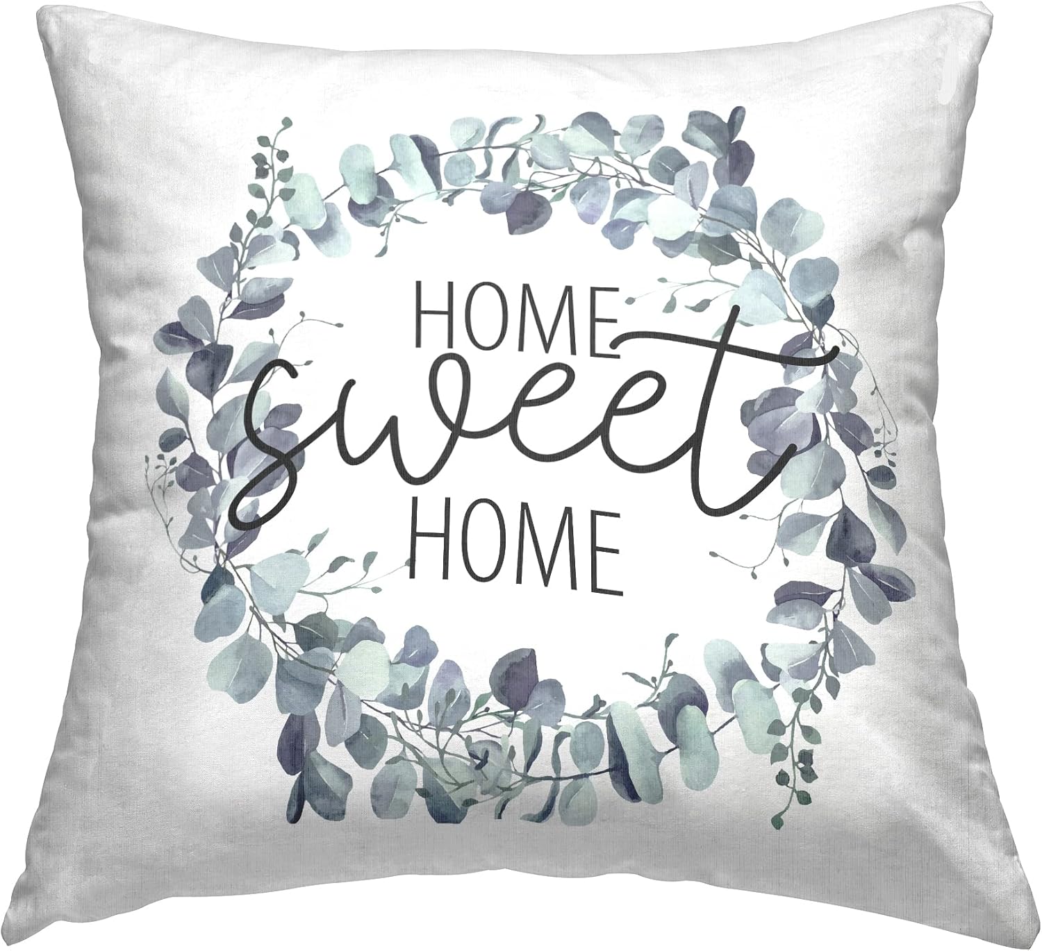 Stupell Industries Sweet Home Greeting Blue Eucalyptus Botanicals Design by Kim Allen Throw Pillow, 18 x 18