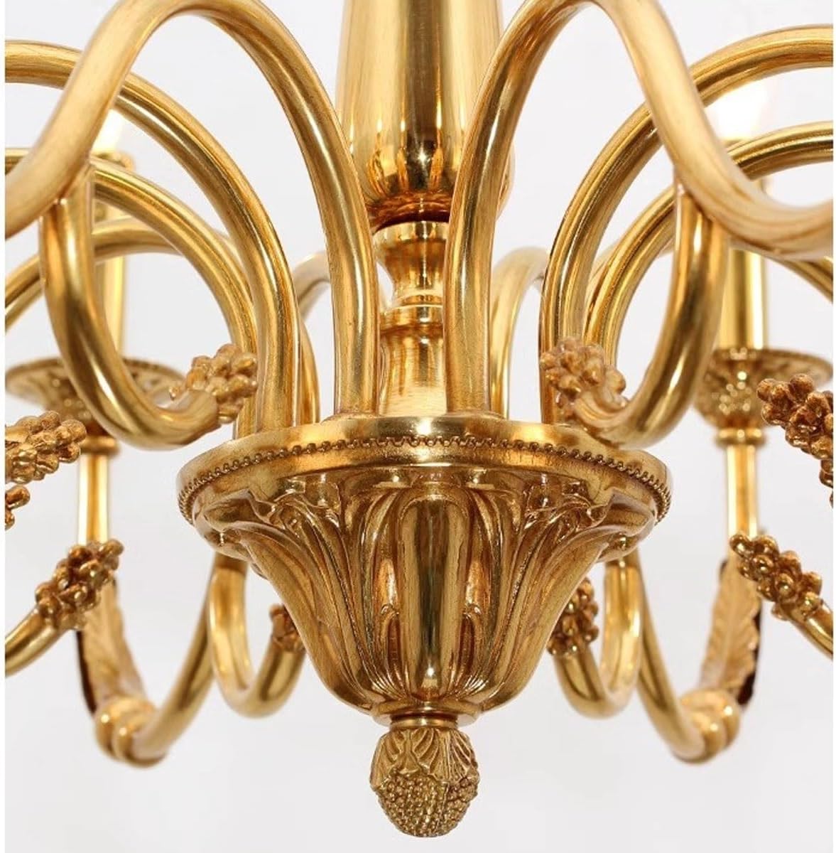 French All Copper Chandelier, 6-Head Candle Chandelier, Living Room, Bedroom, Dining Room, European and American Minimalist Villa Lig, Retro Lig