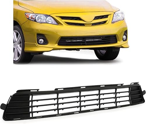 HECASA Parrilla de parachoques delantero compatible con Toyota Corolla TO1036125 5311202280 2011 2012 2013 Parrilla central de plástico PP negro