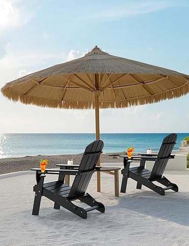 Miniatura 2 de Silla Adirondack plegable, sillas Adirondack de plástico texturizado de madera con soporte para 2 tazas, silla para hoguera de polietileno de alta