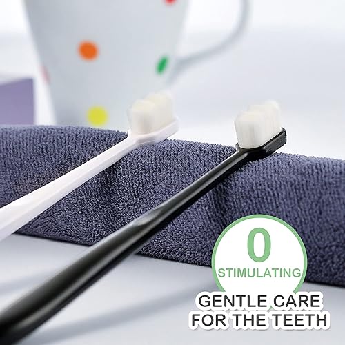 Miniatura 5 de EasyHonor Cepillo de dientes extra suave para encías sensibles, cepillo de dientes manual micro nano con 20000 cerdas de hilo dental suave para