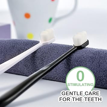 EasyHonor Extra Soft Toothbrush for Sensitive Gums,Micro Fur Manual Toothbrush, 20000 Soft Floss Bristle for Pregnant Women, Elderly, etc. (2black+2white+2pink,All White Bristle)