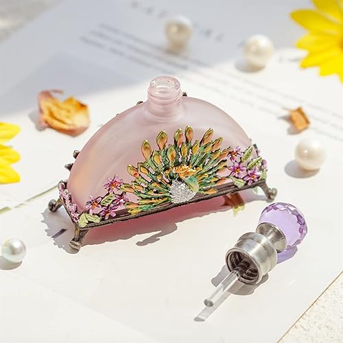 Miniatura 9 de YU FENG 40ML Green Dragonfly Stopper Rhinestones Bejewelled Glass Bottle Containers y 20ML Antique Peacock Pink Perfume Botellas