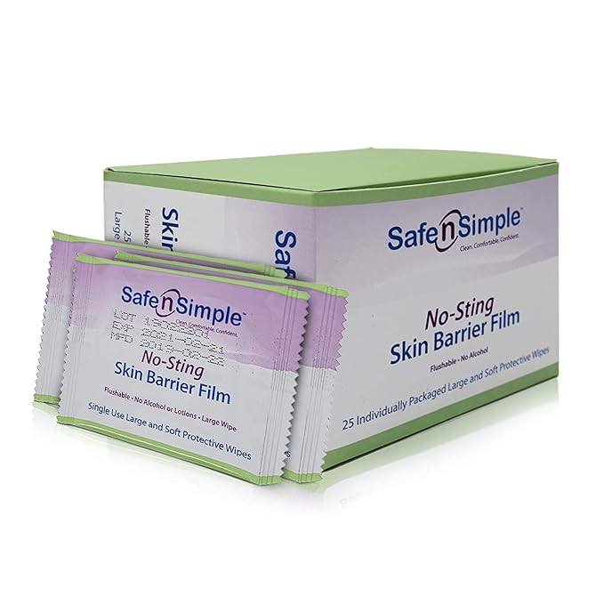 Safe n Simple Skin Barrier No-Sting Wipes 25 Count