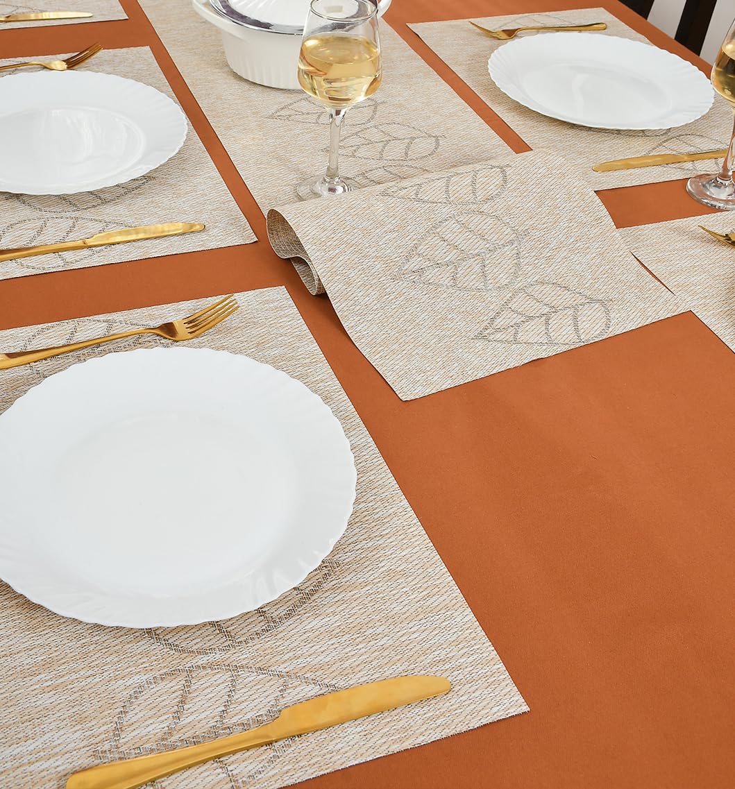 Yellow Weaves Placemats & Runner Set - Beige Brown -23