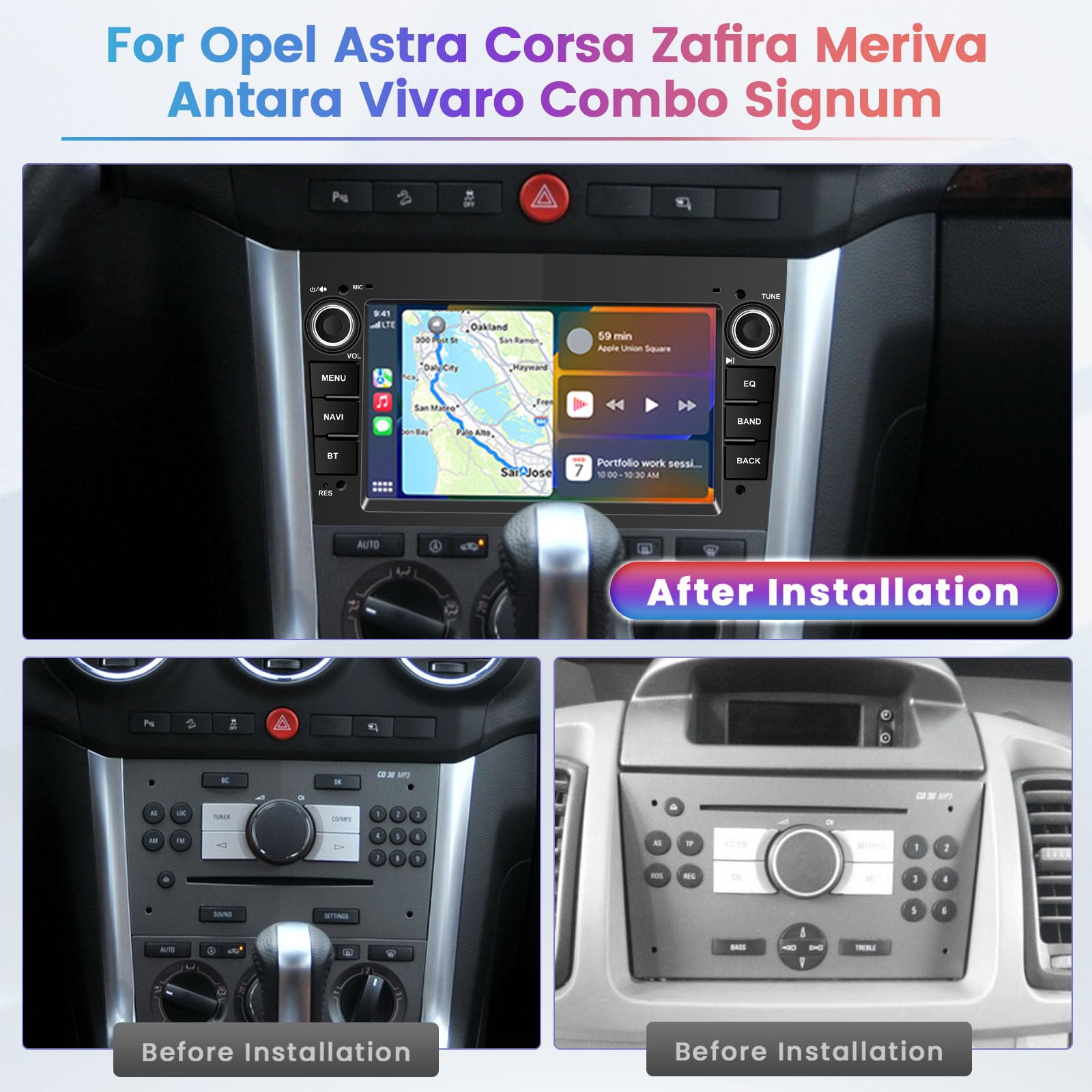 iFreGo 7 Zoll Android Autoradio DAB,Carplay, Bluetooth Radio Für Opel