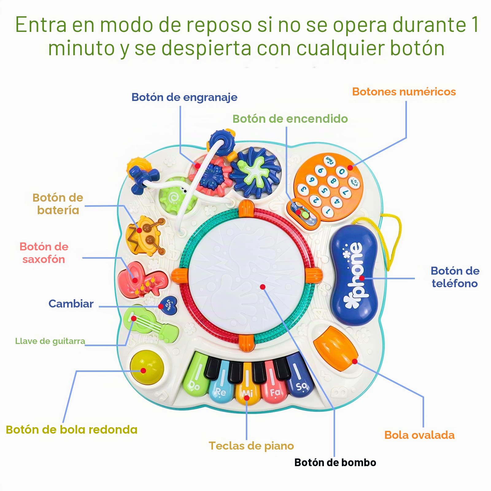 Juguetes Niños 1 año- Mesa Actividades Bebe Juguete Montessori Bebes Niña 1 2 años Navidad Regalo Instrumentos Musicales Infantiles Sonidos y Luces Educativos Regalos para Niños 1 2 años 9 12 Meses