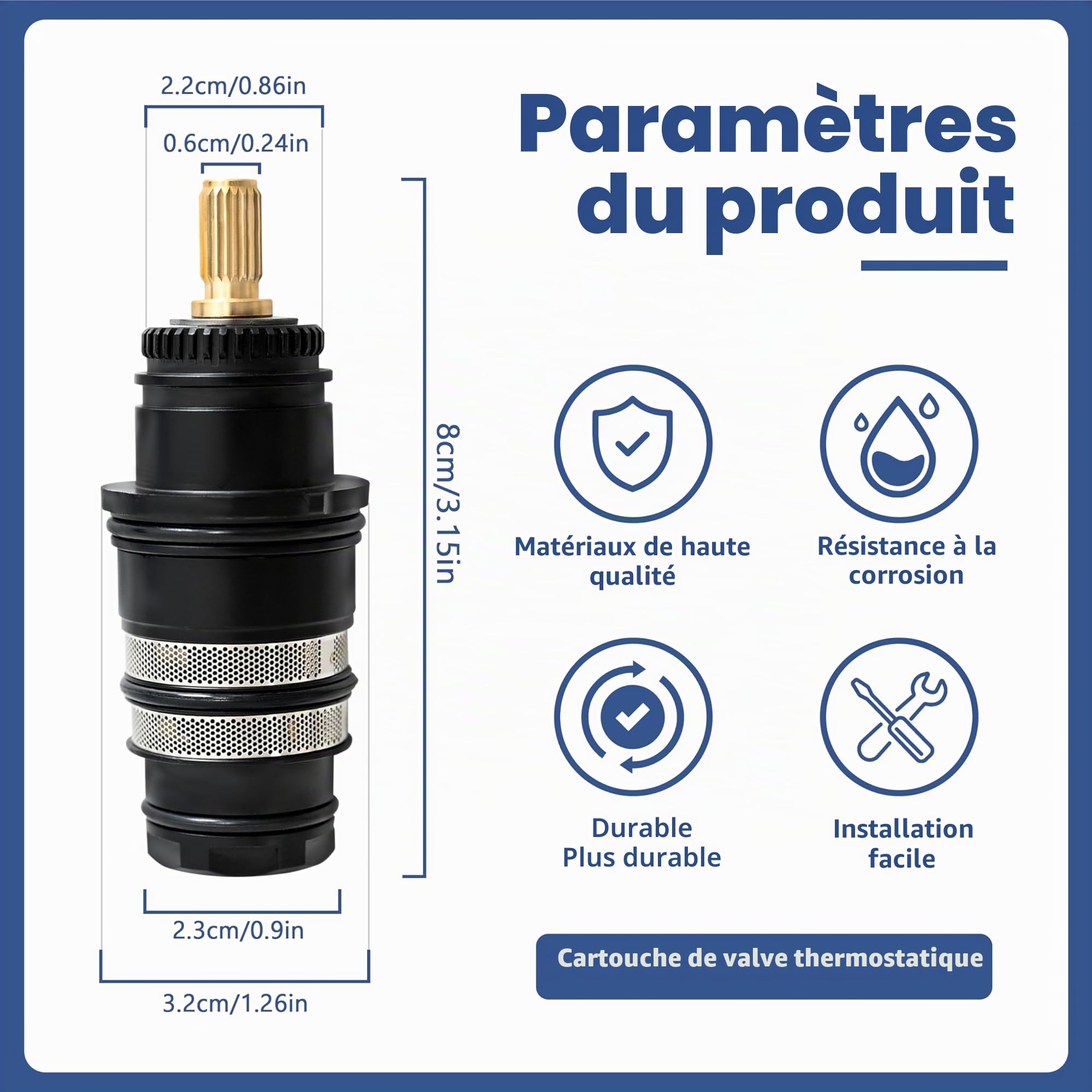 98282000 Unité de contrôle de la température, version en laiton, Autres noms sont : 98282 T30