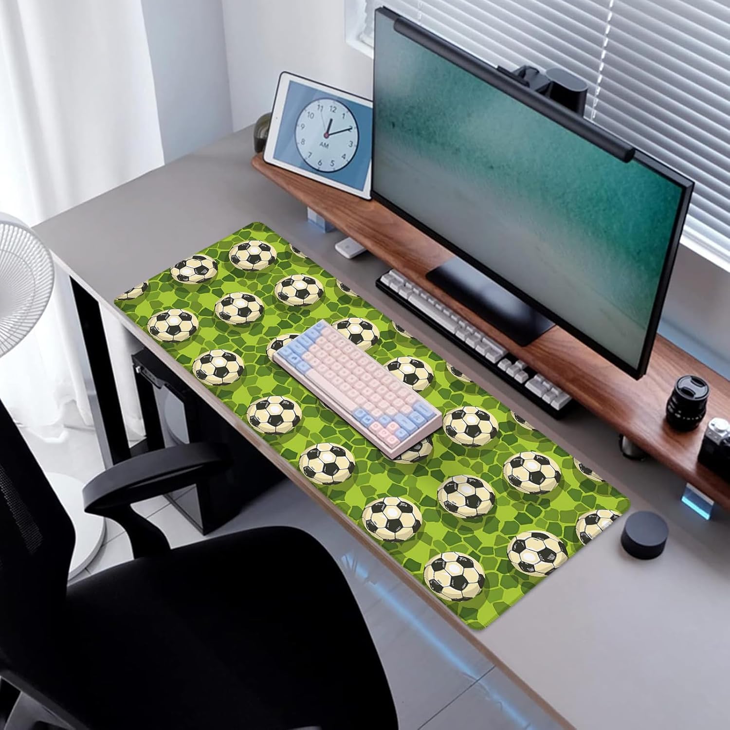 Soccer Gaming Mouse Pad, Desk Mat, Non-Slip Rubber Base Cool Aesthetic MousePads for Computer Laptop Keyboard Office School Home Desktop Accessories Decor 31.5" x 11.8" - Image 2
