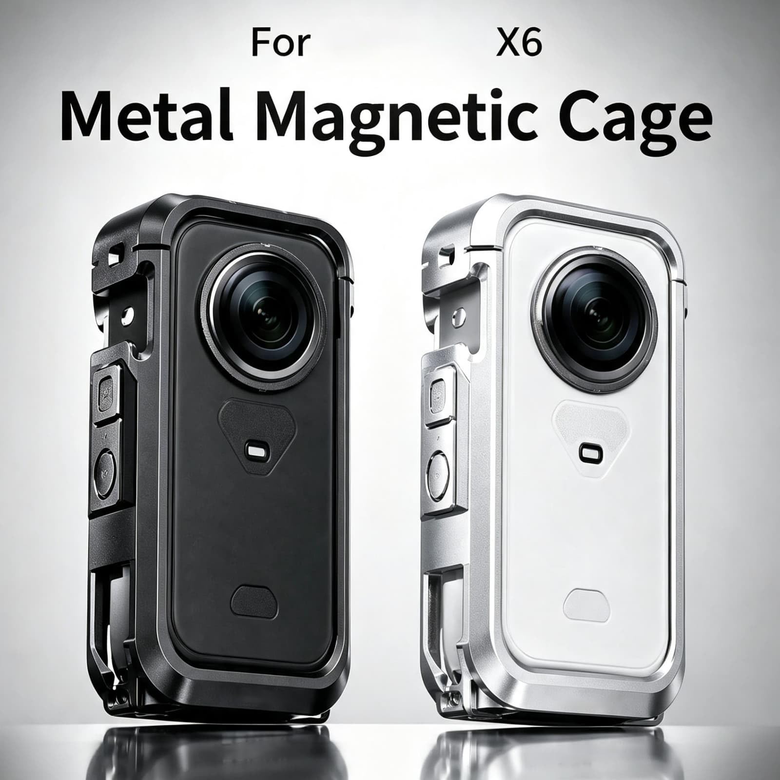 Zestaw metalowych klatek kompatybilny z Insta360 X6, rama ze stopu aluminium z magnetycznym szybkim zapięciem, mini statyw i torba do przechowywania do vlogowania