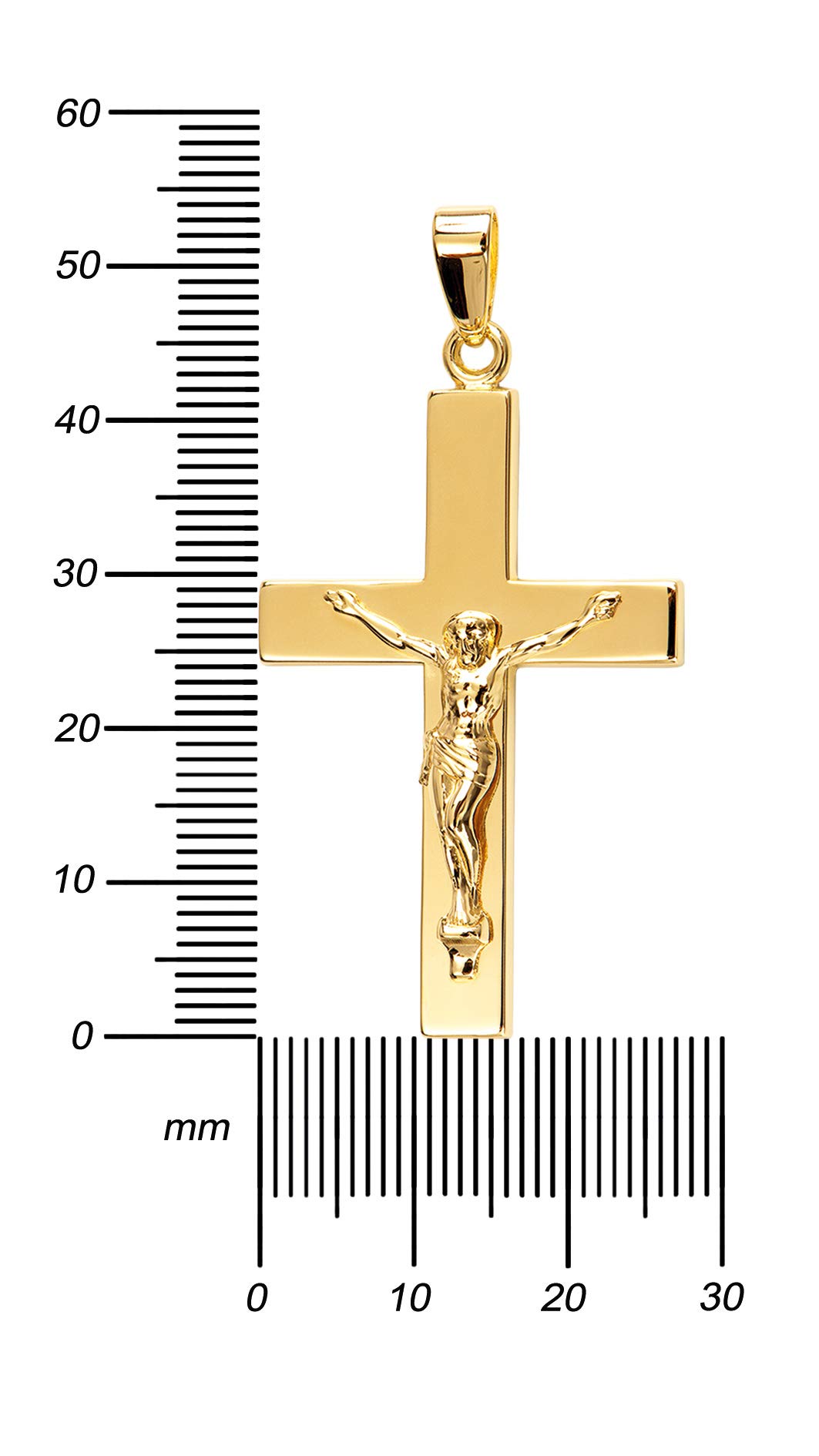 Kreuz-Anhänger mit Panzer-Kette Gold-Kreuzanhänger Jesus Christus für Damen, Herren und Kinder als Ketten-Anhänger mit Schmuck-Etui