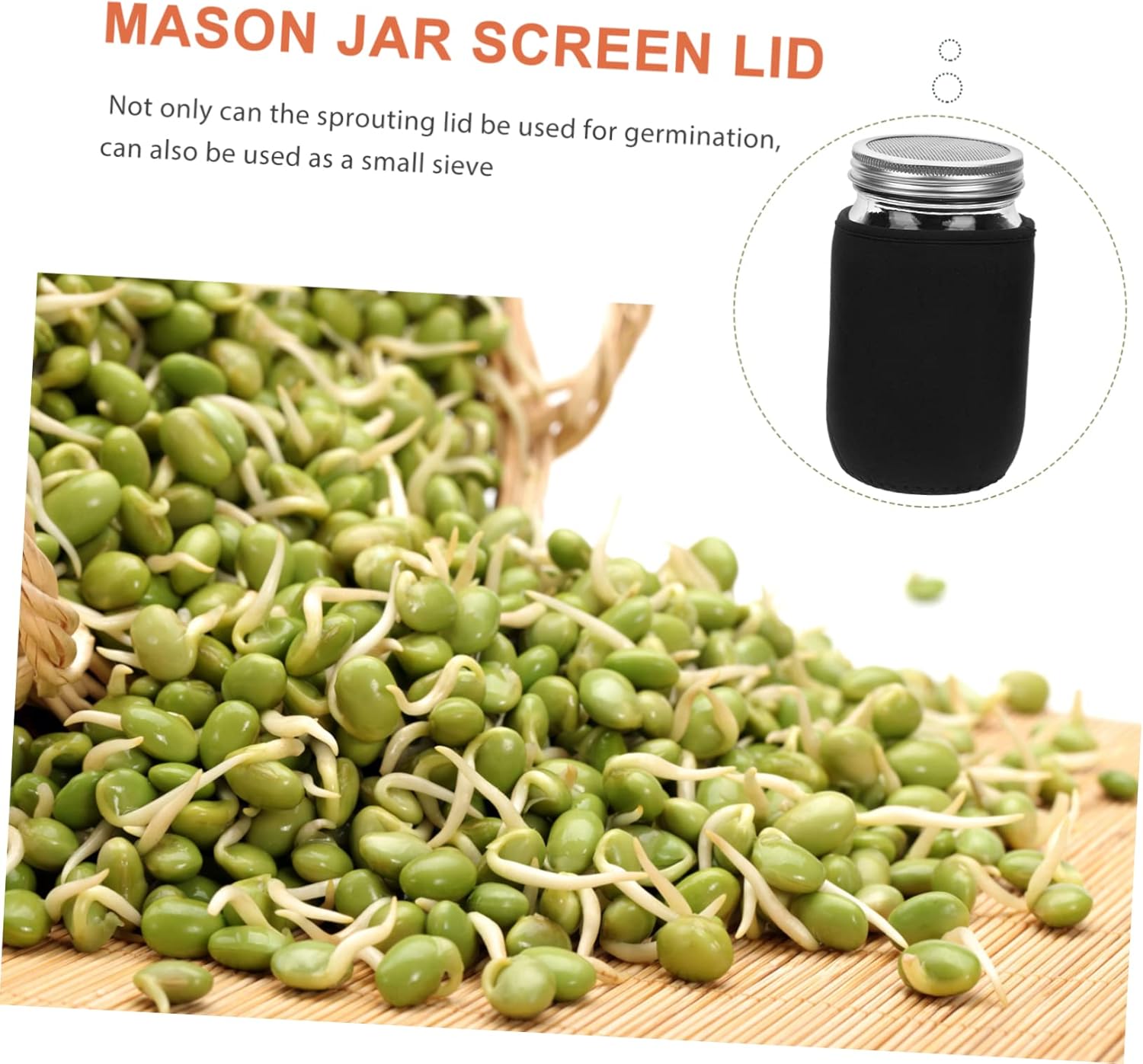 Sosoport 1set Sprouting Kit with Blackout Sleeves Indoor Germination Kit for Jars Includes Sprouting Lids and Jar for Easy Growth