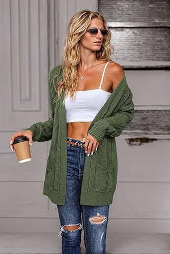 Miniatura 2 de Zeagoo Cárdigan para mujer 2023 para otoño e invierno con frente abierto, abrigo de manga larga, suelto, tejido de punto trenzado con bolsillos