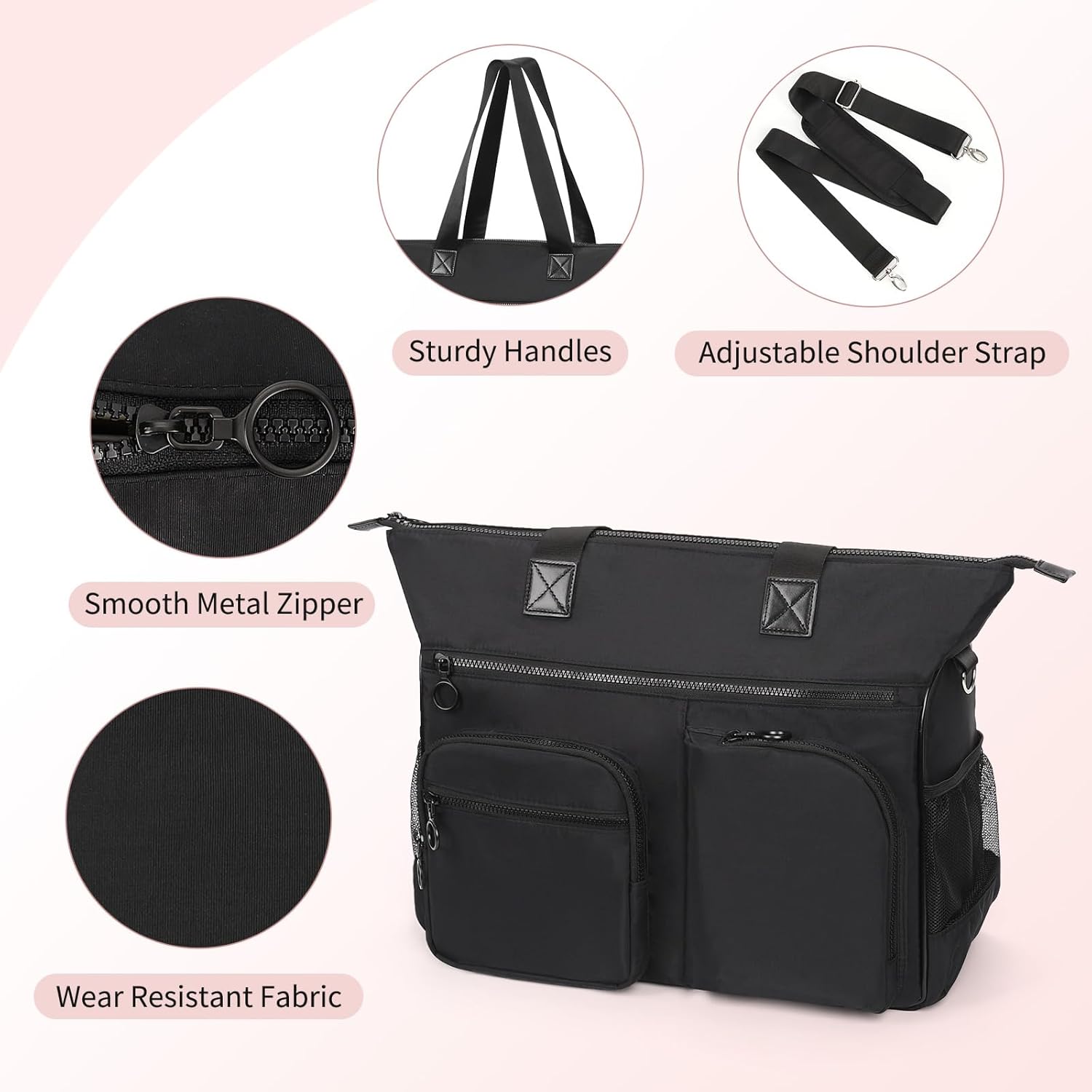 Laptop Bag for Women, 15.6 inch Laptop Tote Bag, Large Capacity Teacher Tote, Lightweight Work Bags for Women with Multi Pockets, Business Office Work Handbag