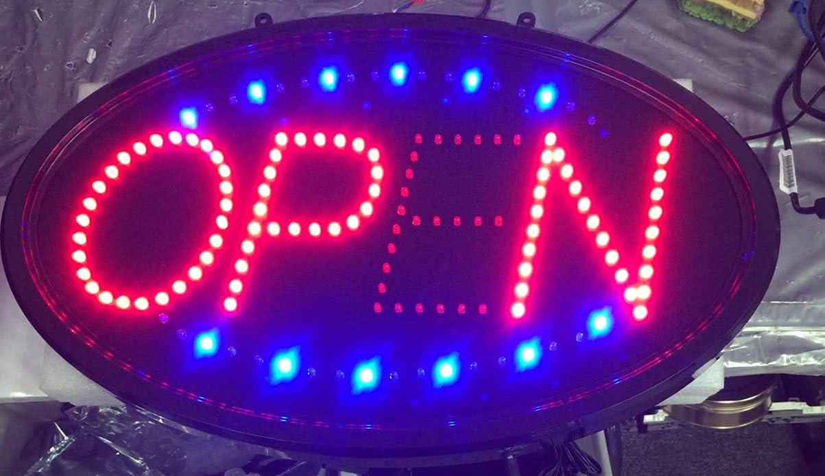 Ultra Bright Led Open Sign 2 Pattern Motion 13"x22" Oval, LED light, Indoor