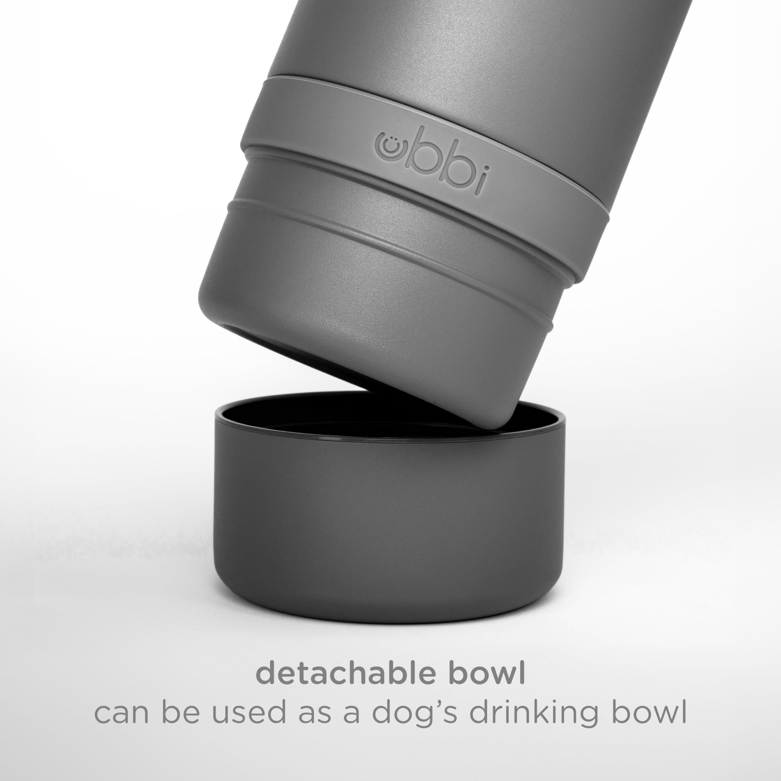 Ubbi Stainless Steel Insulated Portable 32 oz. Water Bottle for Dogs and Owners with Attached Dog Bowl Charcoal - Image 4