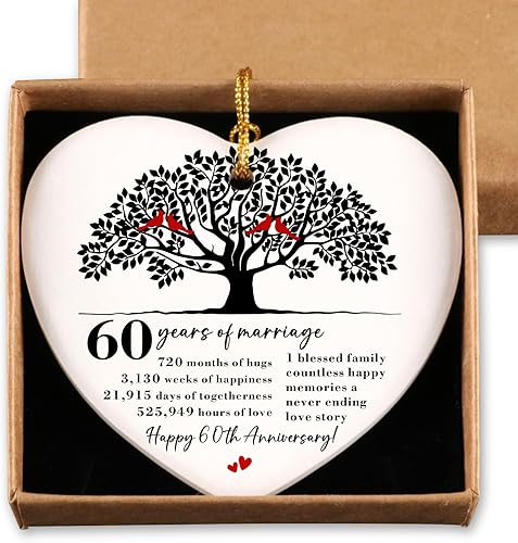 60th Anniversary Ornament for Couple Wedding Gifts 60 Years Idea Gift for Parent