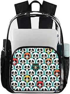 Mochila transparente de desenho de panda para serviço pesado, mochila transparente impermeável com estampa de panda mochila transparente de PVC com alça de ombro reforçada para escola, trabalho, viagens, Multicor