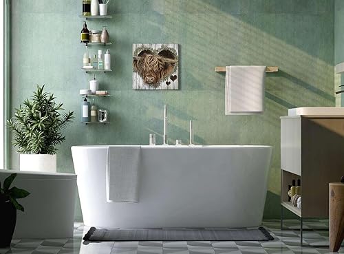 Miniatura 6 de 3LDECOR El lienzo decorativo para pared de vaca de las montañas es una decoración ideal para casa de campo, este diseño de vaca de las tierras altas