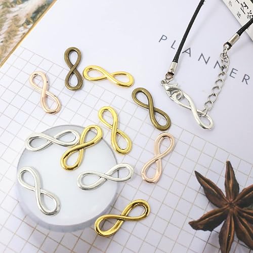 Miniatura 8 de Honbay 60 piezas de conectores de símbolo del infinito, colgantes de aleación, accesorios de fabricación de joyas para pulseras, tobilleras,