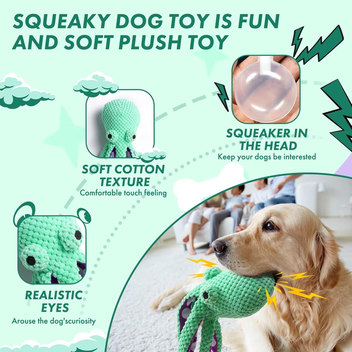 Plush Octopus Dog Toy Bite Resistant InteracPet Plush Toy Cat Dog Voice Octopus Shell Puzzle Toy Bite Resistant Interactive Pet Dog Teeth Cleaning Chew Toy tive Chew Toy