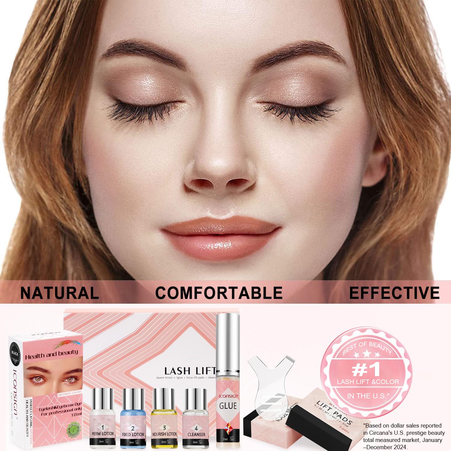 Lash Lift and Color Kit, At-Home DIY Lash Perm with Long Lasting Curl & Natural Look, Upgraded Glue, Temporary Black Lash & Brow Color, Complete Salon Grade Tools for Beginners and Professionals
