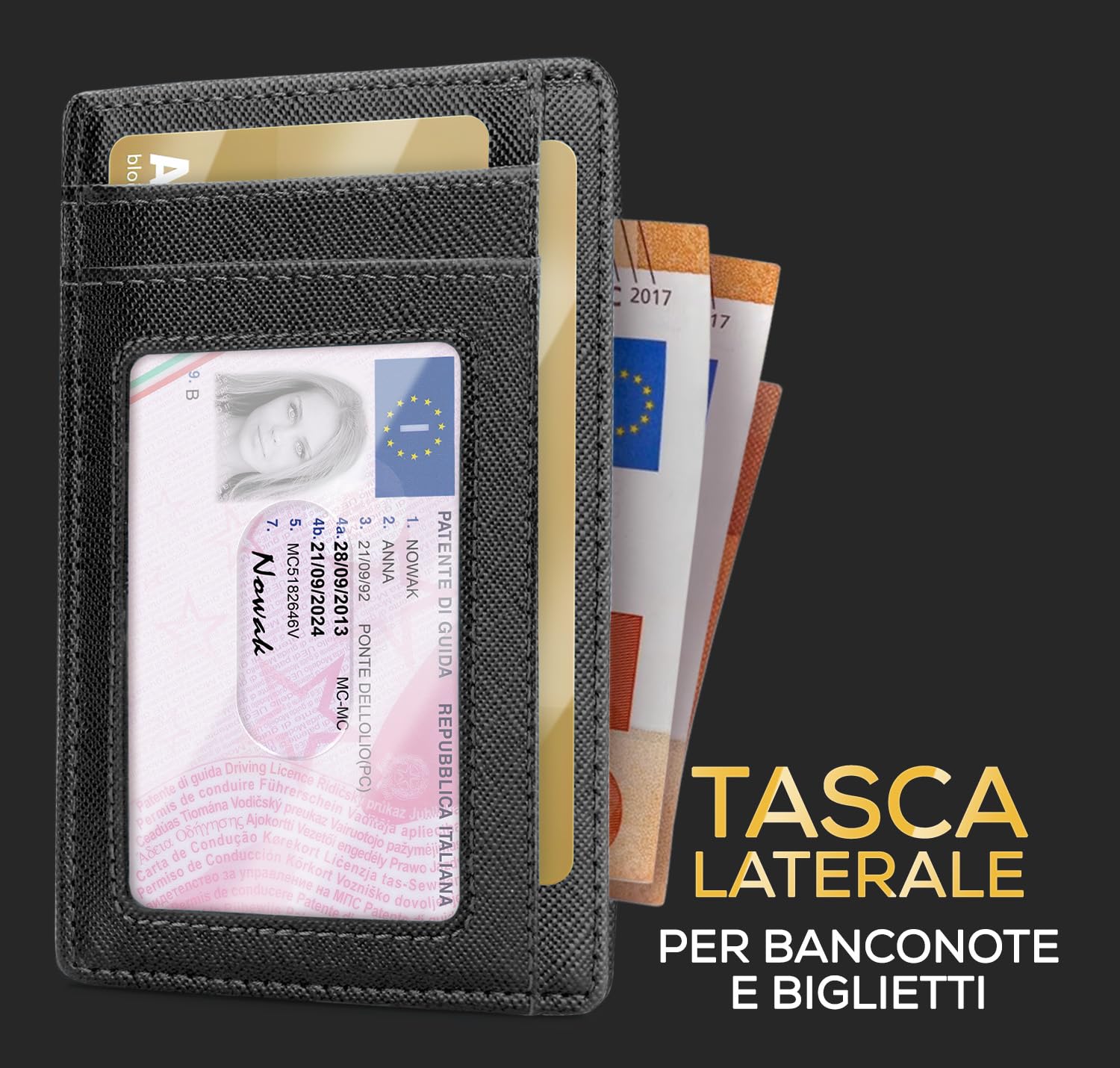 Portafoglio Uomo Slim - Piccolo Portafoglio Sottile Uomo RFID - Porta Carte di Credito con Taschina per Soldi e Confezione Regalo, Mini Portafogli Uomo e Donna, Card Holder Wallet