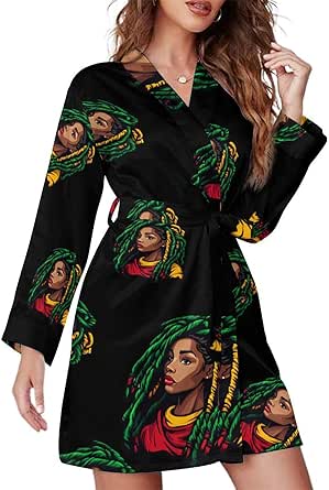 Rasta Colours Dreadlocks Woman Womens Robes Casual Bathrobe Knee Length ...