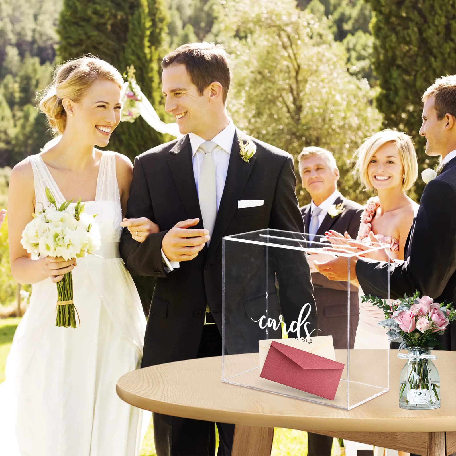 Acryl Kartenbox Hochzeit mit Schlitz Elegante Große Blanko Klar Geschenkkarten-Boxen für Empfang, Party, Spardose, Wishing Well Abschluss, Geburtstag, Babyparty