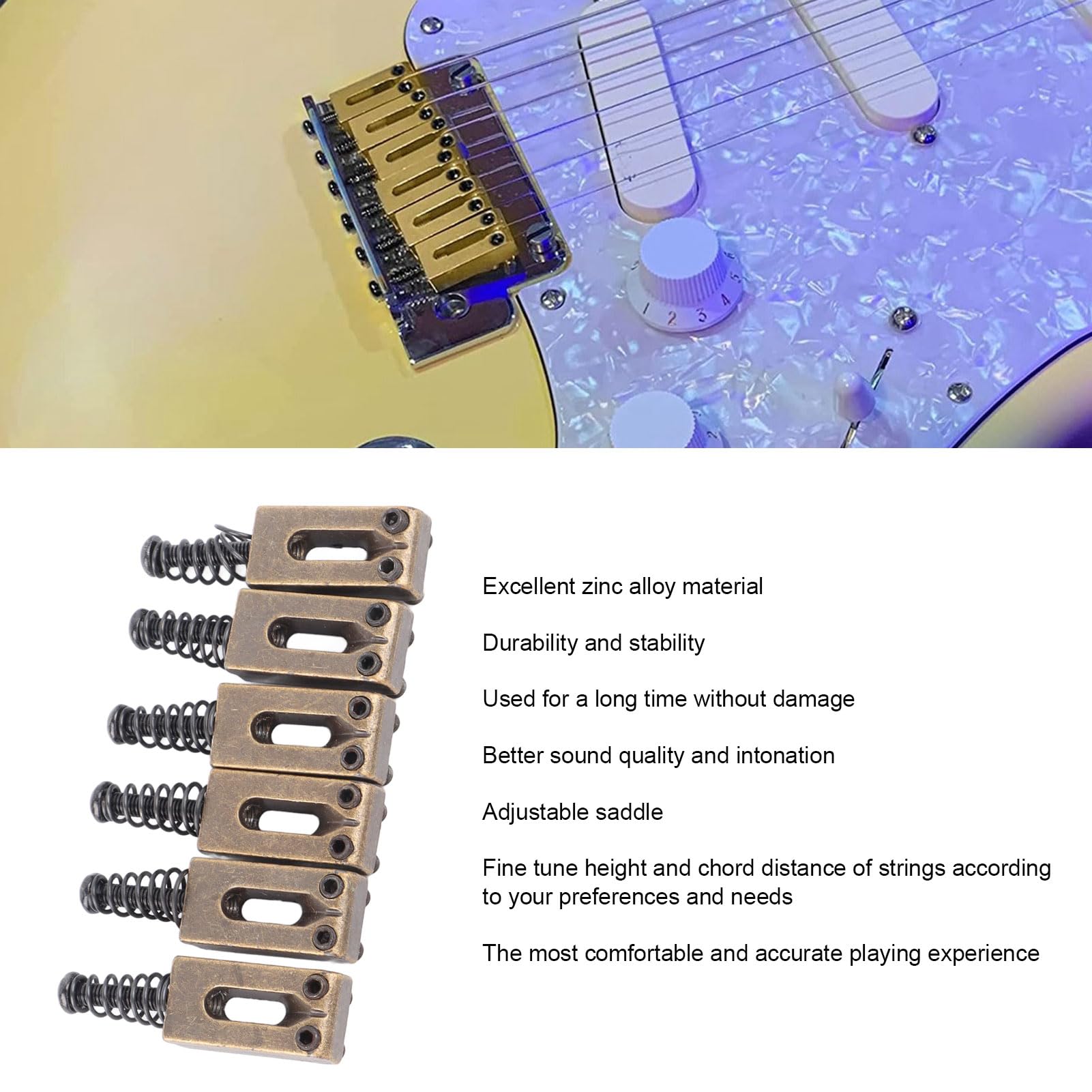 Chevalet Trémolo Pour Guitare électrique 6 Cordes - Pièces De Rechange Métal Argenté