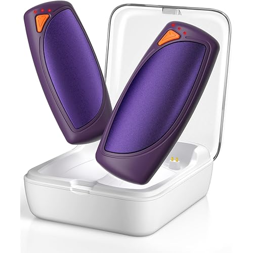 Hand Warmers Rechargeable with Charge Case, 2 Packs 14,000mAh Electric Hand Warmer Battery Powered Dual Sided Reusable Long Battery Life Portable Pocket Heater Gifts for Men Women Golf, Hunting Gear