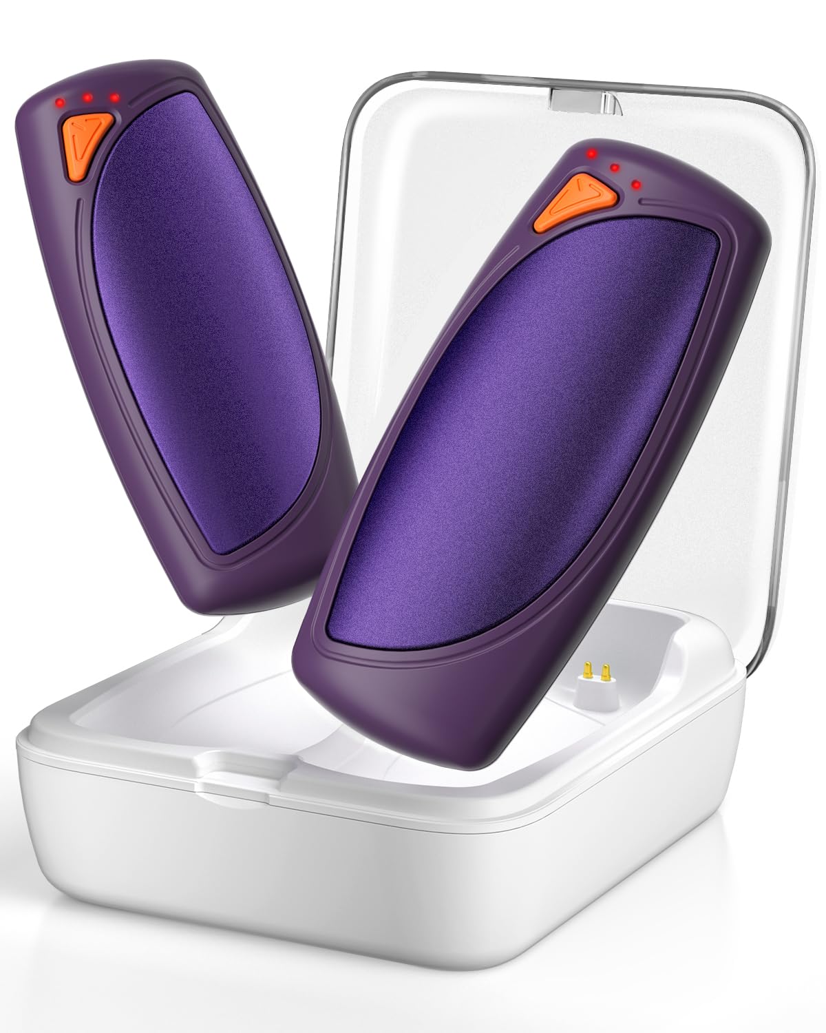 Hand Warmers Rechargeable with Charging Case, 14000mAh Dual-Sided Electric Portable Hand Warmers, Long-Lasting Heat for Cold Hands, Camping, Golf, and Gift for Women & Men - Purple