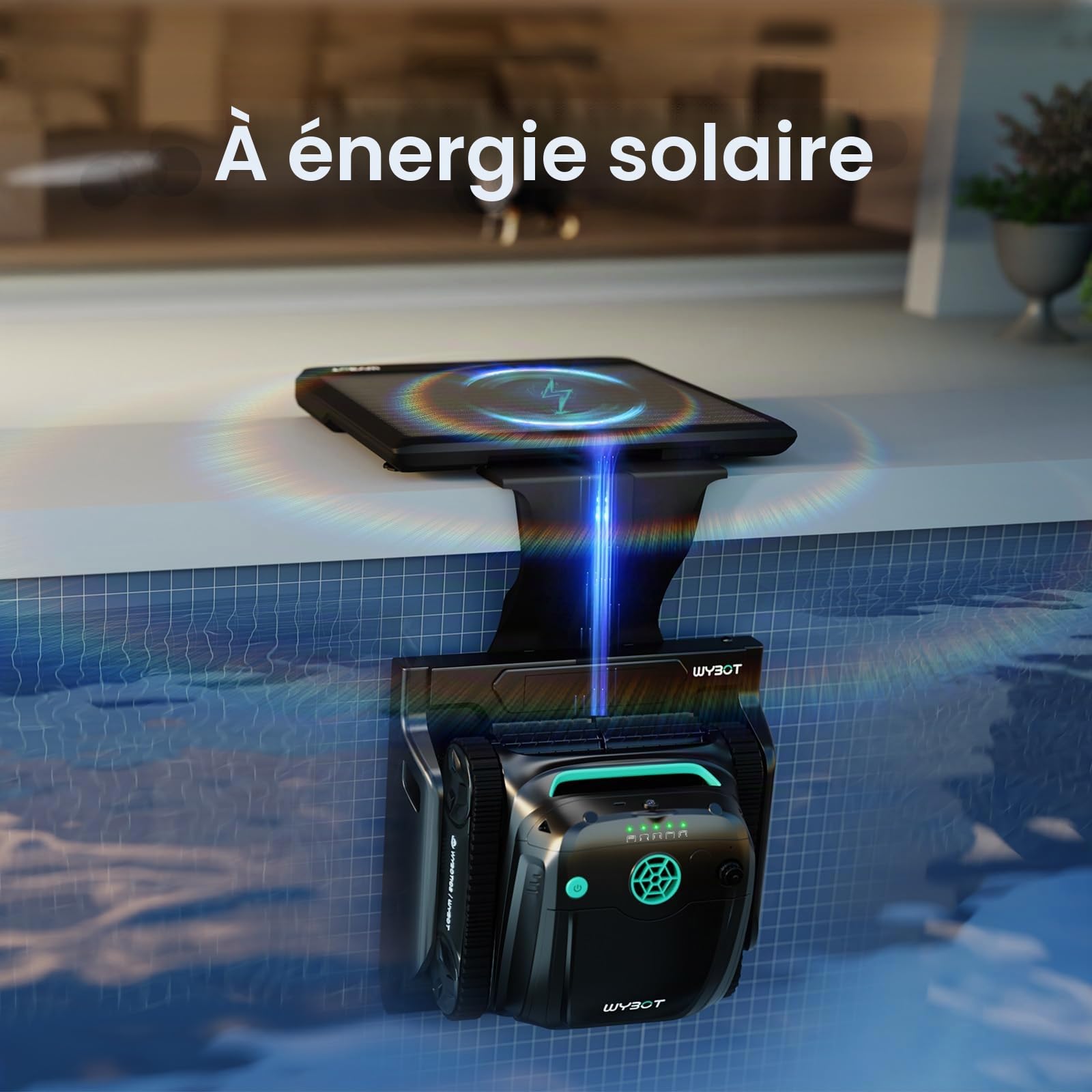 WYBOT S2 Solar Vision Robot Aspirateur Piscine pour Piscines Intégrées, Recharge Solaire, Retour et Charge Automatique, Caméra AI, Nettoyage Programmé, Nettoyage Précis et Rapide (Gris)