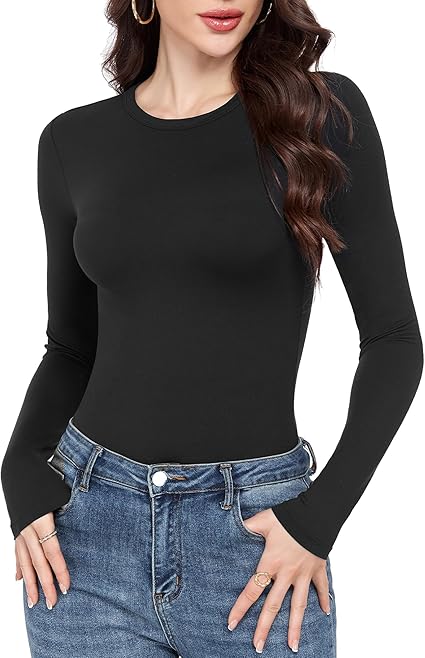 GAYHAY Long Sleeve Shirts for Women Basic Crop Tops Teens Crew Neck Tight Underscrub Clothes Workout Fall Trendy 2025