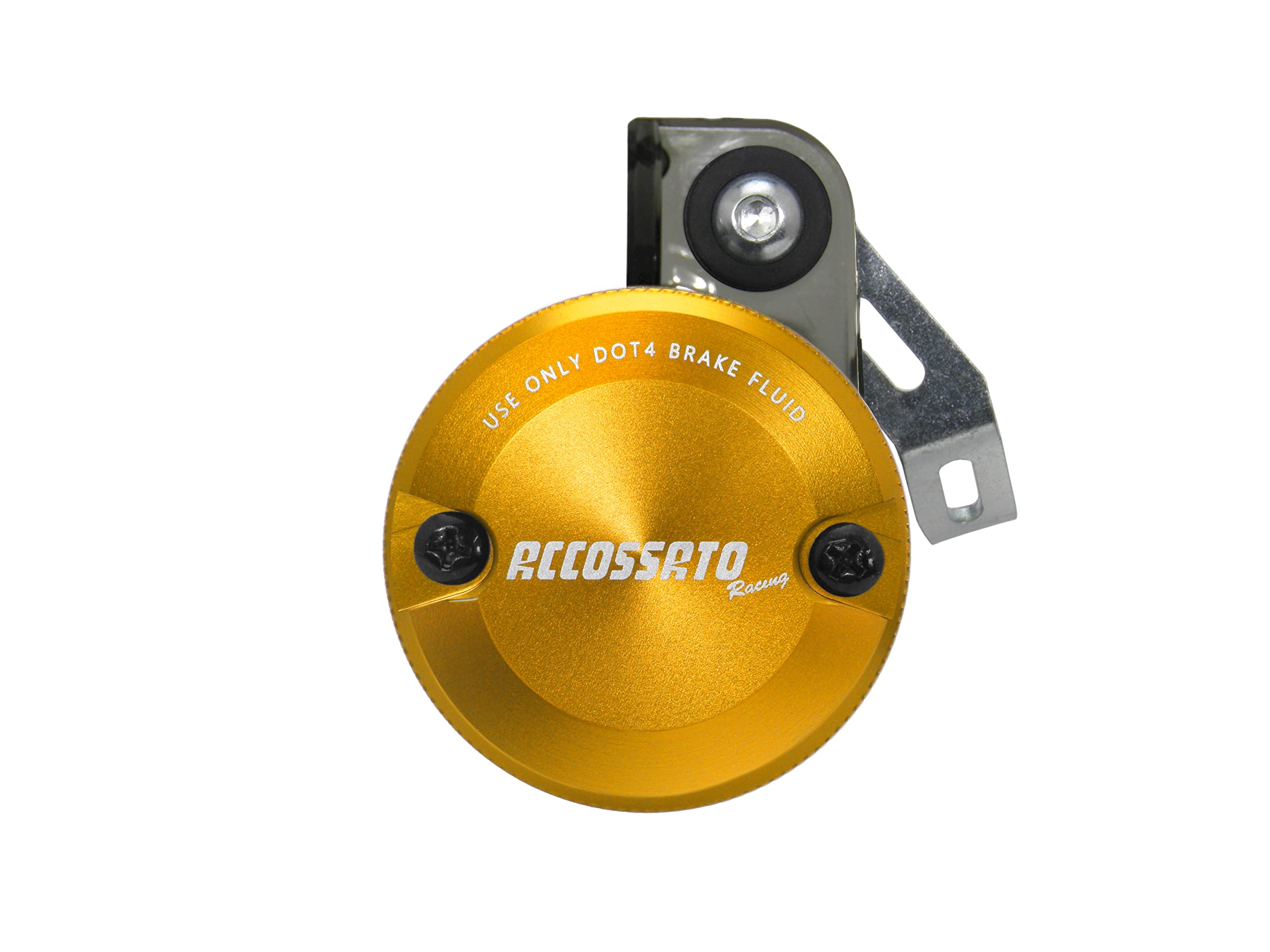 ACCOSSATO Kit di Montaggio vaschetta Olio Freni da 45 ml in plastica fumè con Tappo in Alluminio CNC ossidato Oro e Staffa specifica per Pompe