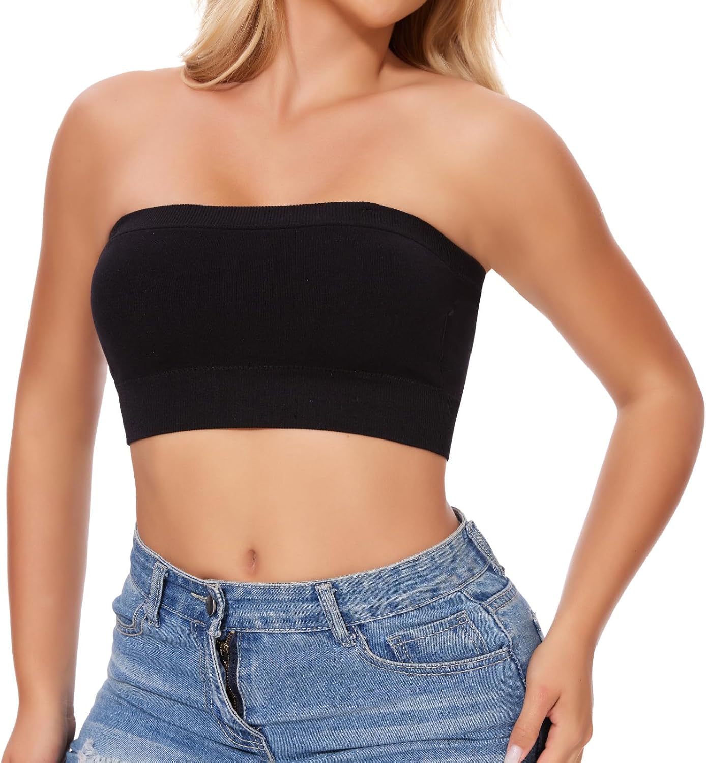 JOYSHAPER Strapless Bras for Women Bandeau Bralette Tube Top 2 Packs