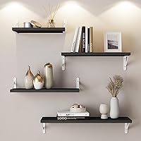 Vista 20 de YGEOMER Estantes flotantes para pared, diferentes tamaños, estantes de pared grises desgastados para sala de estar, baño, dormitorio, cocina