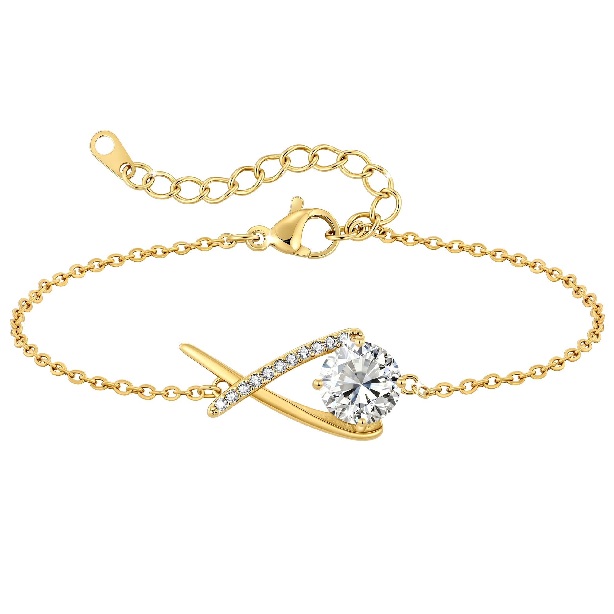 CDE Bracelet Femme Infinity Plaqué Or 14K Cadeau Anniversaire pour Elle
