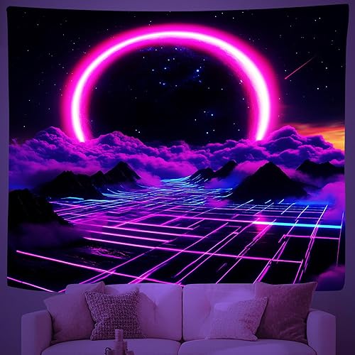 Miniatura 9 de QpaZynthy Tapiz de túnel de luz negra, tapiz de onda de vapor que brilla en la oscuridad, tapiz reactivo a los rayos UV, de ciencia ficción, tapices