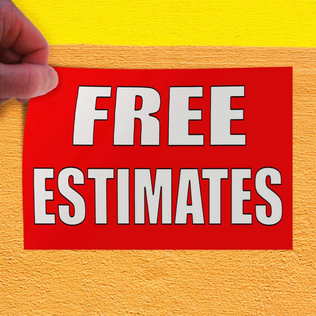 Decal Sticker Free Estimates red White Business Free Estimates Store Sign Red 8