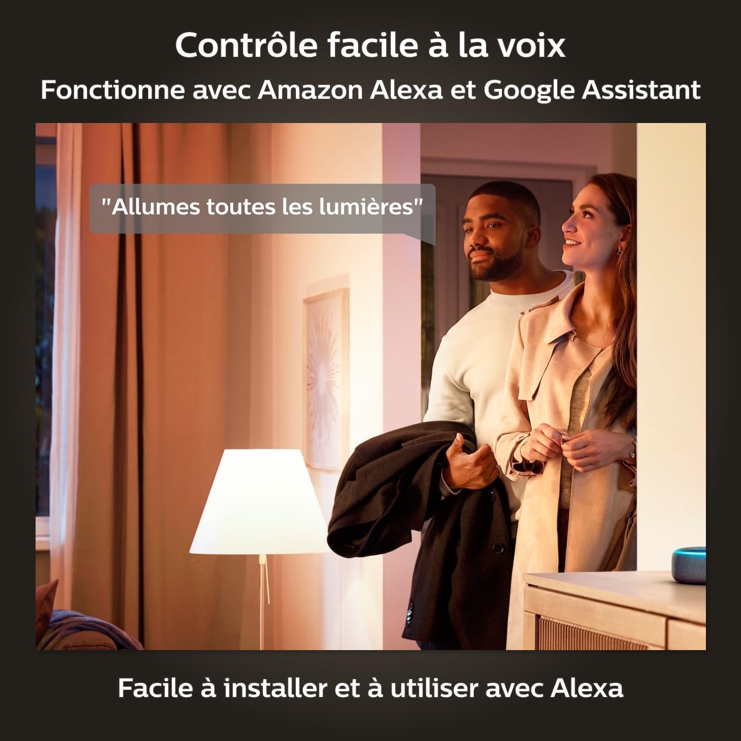 Philips Hue White, Pack de 4 ampoules connectées LED E27 75W, 1100 lumens, contrôle Bluetooth - compatible avec Alexa, Google Assistant et Apple Homekit, ancienne génération