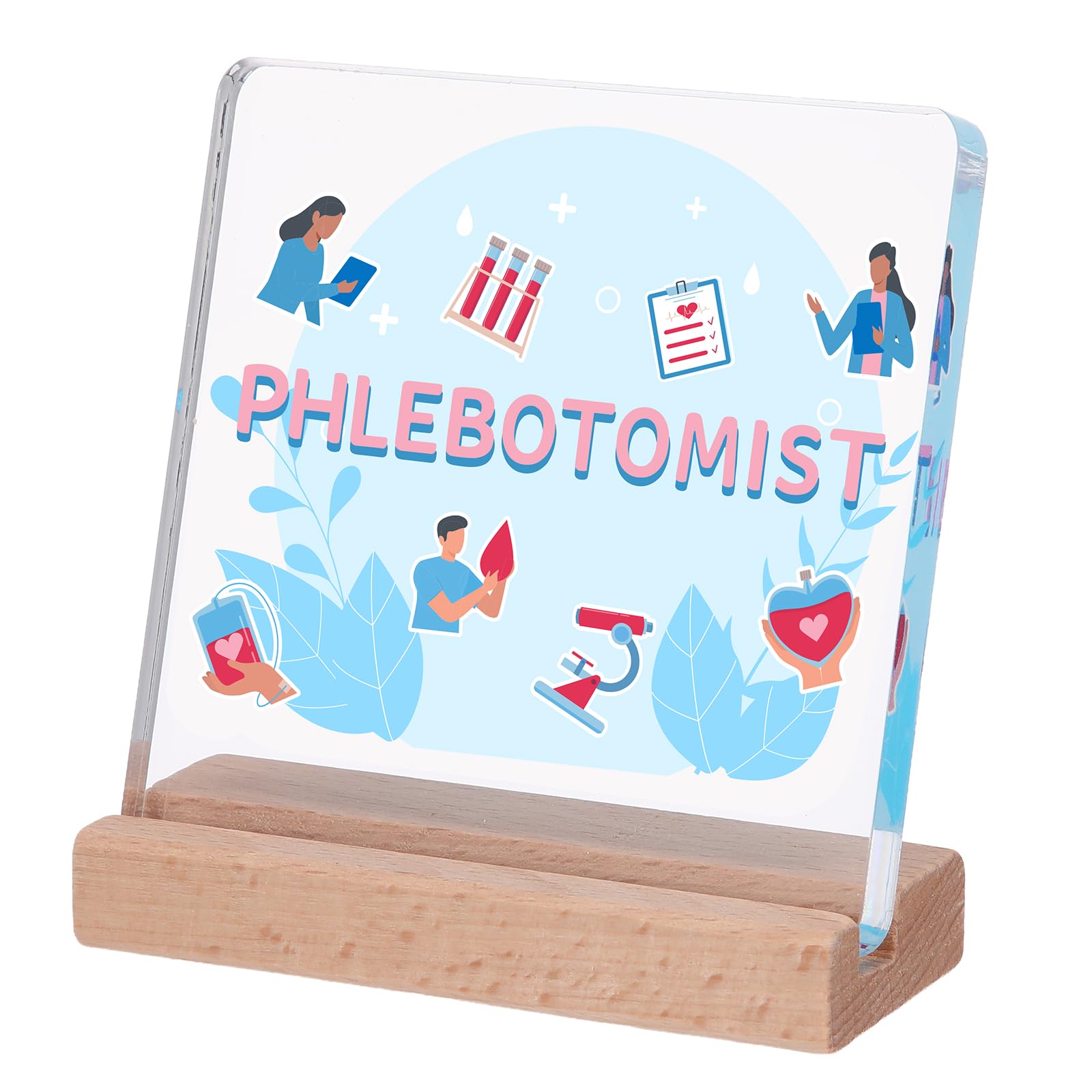 Vicenpal Phlebotomy Gift Cna Week Gift Clear Acrylic Plaque Nursing School Graduation Gifts Desk Decorative Sign for Nurse Friend Coworker Staff Medical Assistant Essentials Accessories