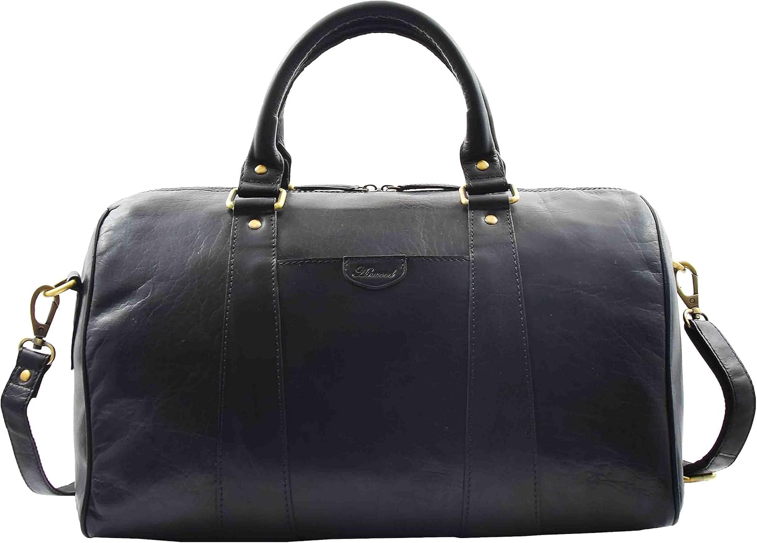 Real Leather Large Size Holdall Duffle Bag Genoa, Black, L, Travel Duffle