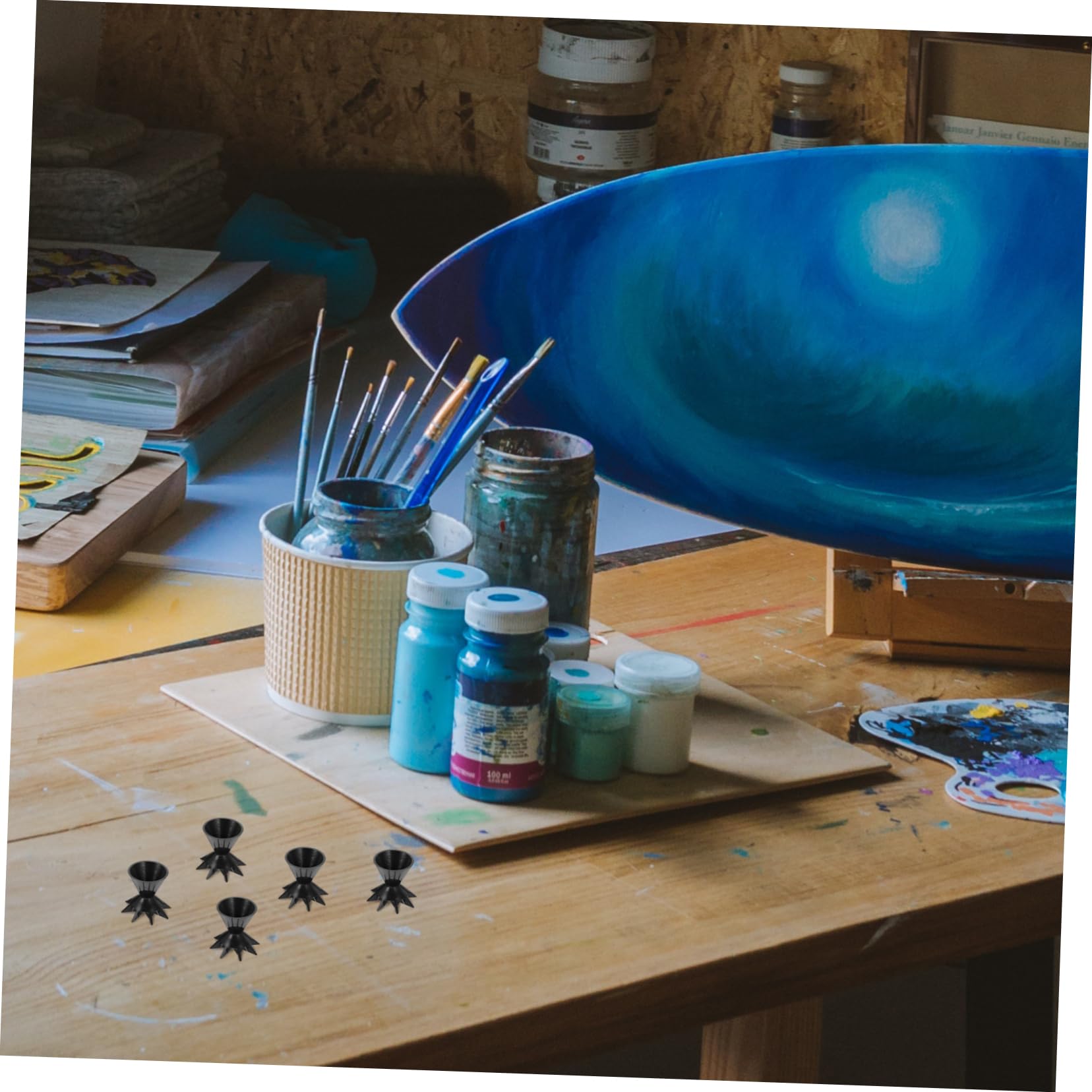 BEBEMOKO Silicone Pouring Cups for Art Reusable Mixing Cups Lids for Paint Pigments