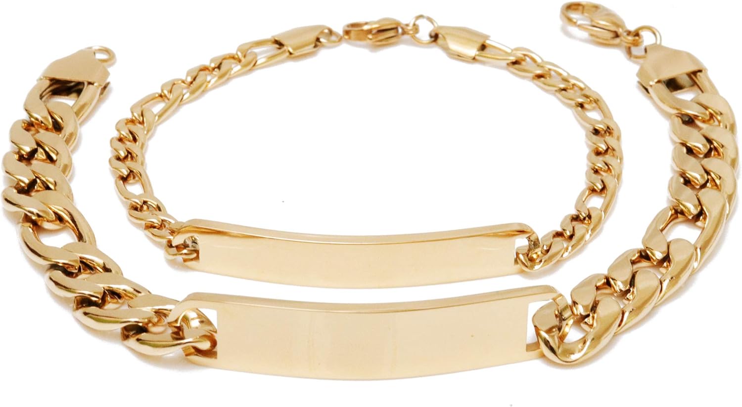 Personalized 18K Gold Plated Couple Bracelets Custom Engraving His Hers Name ID Matching Set for Women Friendship Men Lover Relationship
