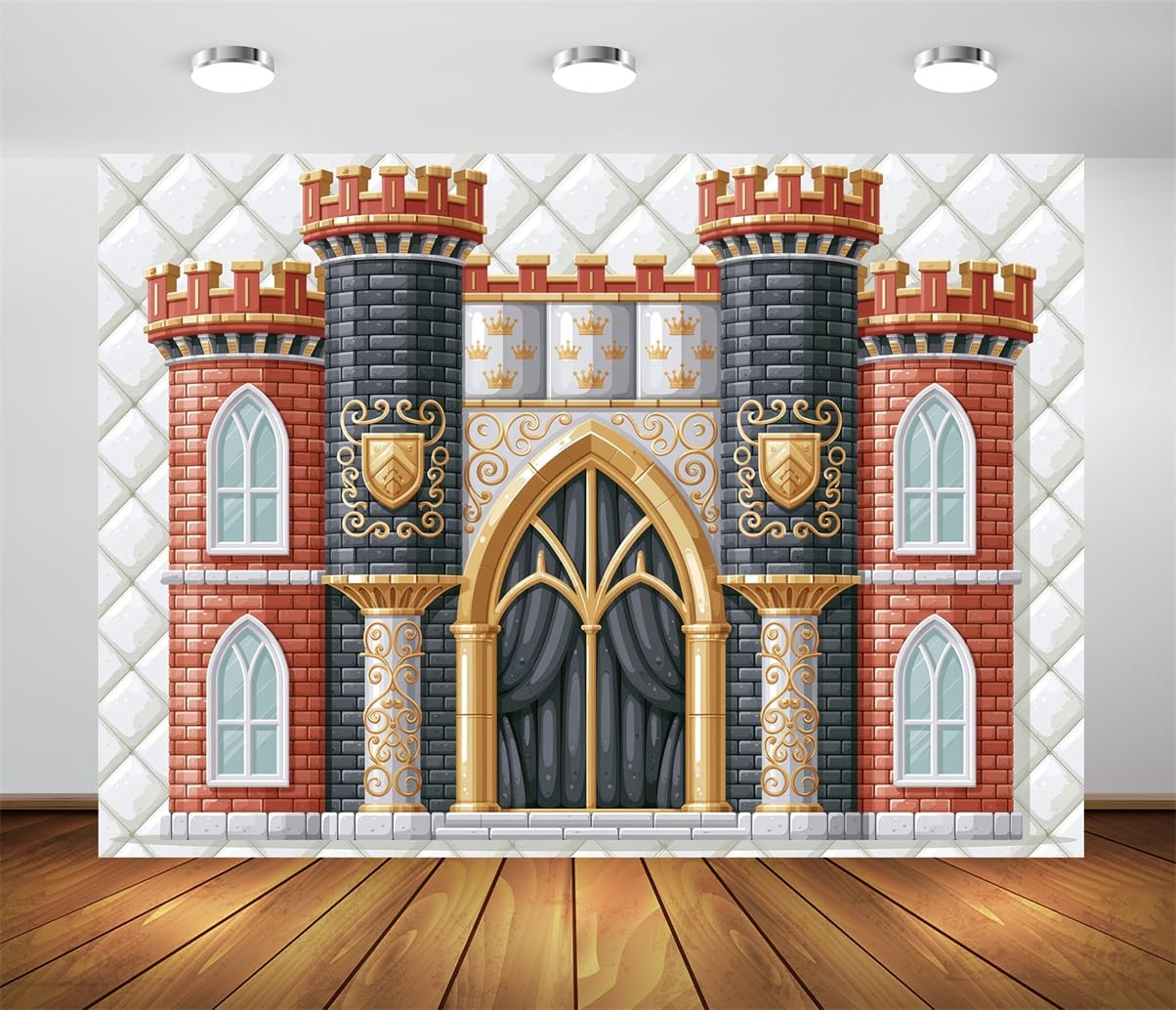 BELECO 4.6x3m Sfondo in tessuto Castello Fantastico Porta Palazzo | Ingresso Castello Regno Gotico Medievale Sfondo Decorazioni Festa Compleanno Bambini Telo Di Sfondo