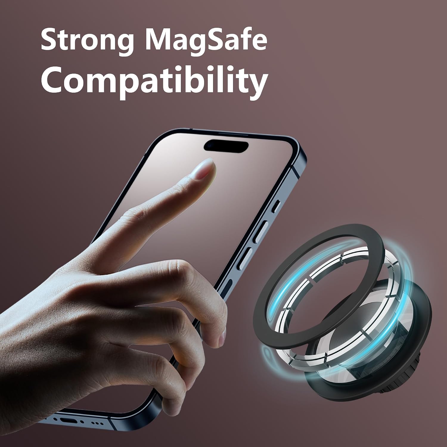 MagSafe Phone Mount for Model 3 Highland 2024+, Vent Magnetic Holder, 3 Mounting Positions, Tool-Free Install, 2 Metal Rings, Black image 4