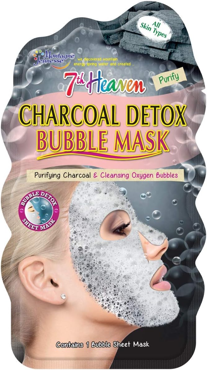Charcoal Detox Bubble Sheet Mask with Purifying Charcoal, Collected Star Anise and Cleansing Oxygen Bubbles for a Brighter Complexion - Ideal for All Skin Types
