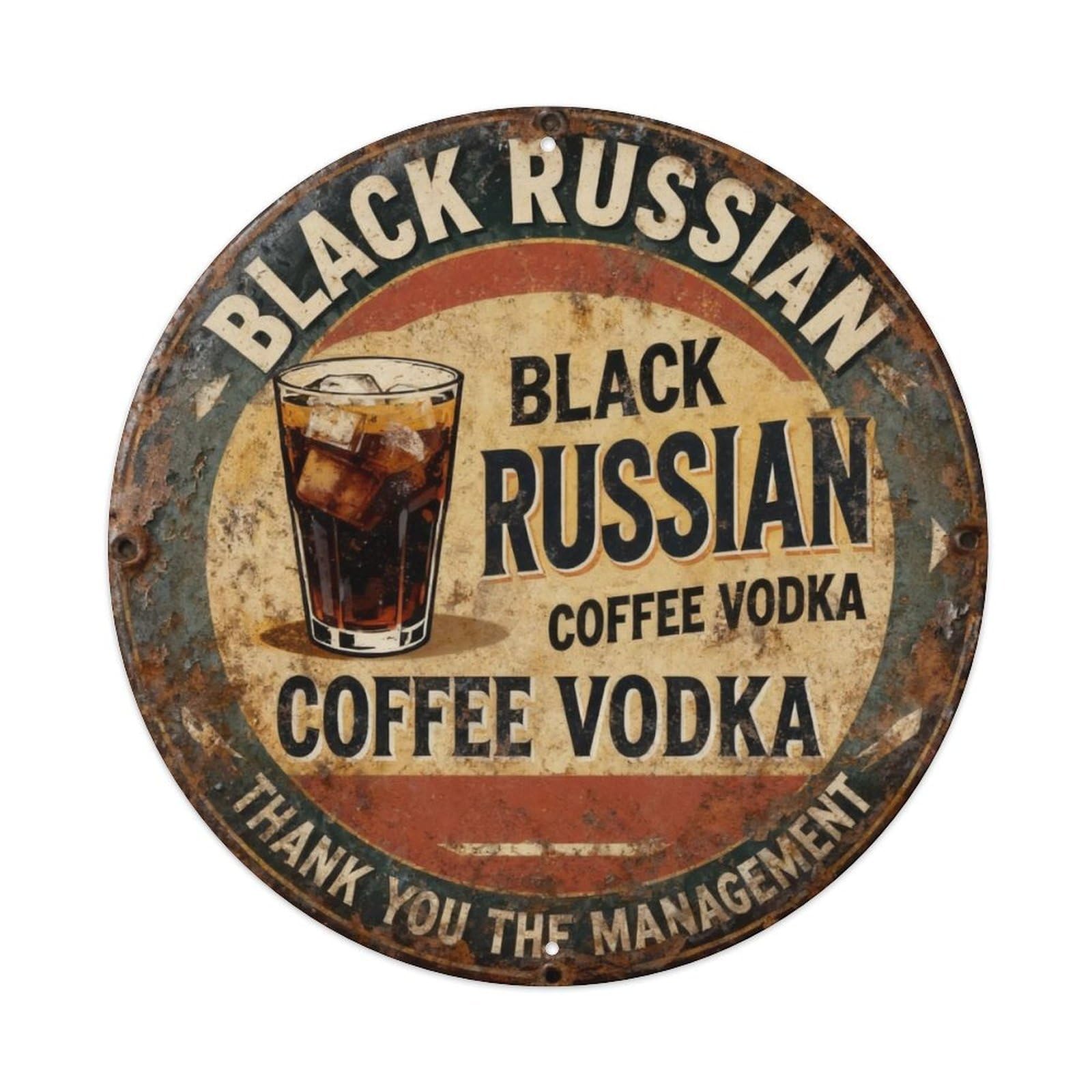 Black Russian Coffee Vodka Metal Tin Sign Plaque